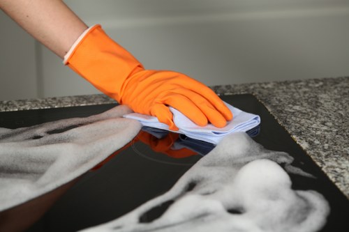 Carpet cleaning team focusing on recycling and sustainable waste sorting in Marylebone