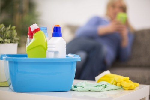 Cleaning materials being separated for recycling in a central London setting