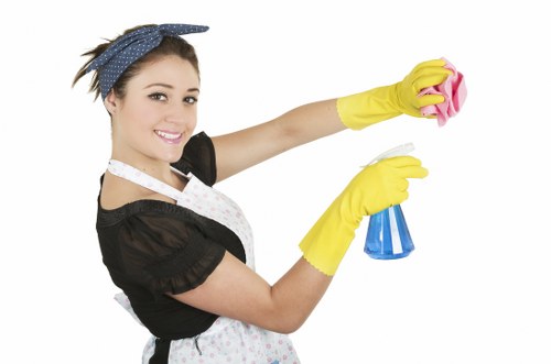 Cleaner preparing a Marylebone property for new occupants after handover