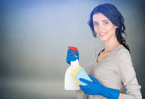 Cleaner preparing a kitchen for domestic cleaning in Marylebone
