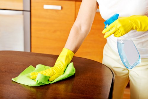Cleaner using PPE during a Marylebone carpet cleaning service